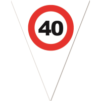 Leeftijd verjaardag vlaggenlijn   40 jaar stopbord opdruk   500 cm