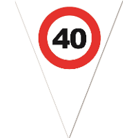 Leeftijd verjaardag vlaggenlijn met 40 jaar stopbord opdruk 5 meter