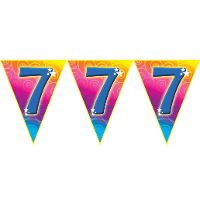 Leeftijd vlaggenlijn   7 jaar   5 meter   plastic   7e verjaardag thema   versiering   slingers