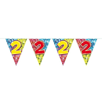 Leeftijd vlaggenlijn / slinger   2 jaar   verjaardag feest versiering   mini vlaggetjes