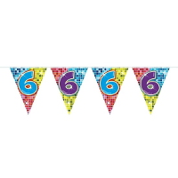 Leeftijd vlaggenlijn / slinger   6 jaar   verjaardag feest versiering   mini vlaggetjes