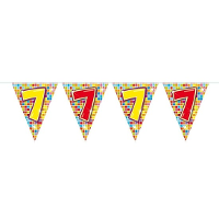 Leeftijd vlaggenlijn / slinger   7 jaar   verjaardag feest versiering   mini vlaggetjes