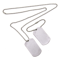 Leger thema ketting   2 Dogtags   zilver   soldaten verkleed accessoire