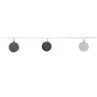 Lichtsnoer 10 bolletjes D4 cm   wit/grijs   165 cm  kunststof batterij