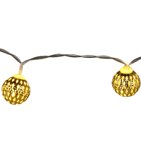 Lichtsnoer   gouden ballen   8 led bollen   warm wit   130 cm   batterij   verlichting