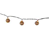 Lichtsnoer   koperen ballen   8 led bollen   warm wit   130 cm   batterij   verlichting