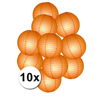 Merkloos Luxe bol feest lampion   10x   oranje   dia 25 cm   papier