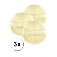 Luxe bol feest lampion   3x   creme wit   dia 25 cm   papier