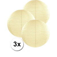 Luxe bol feest lampion   3x   creme wit   dia 35 cm   papier