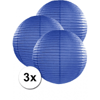 Luxe bol feest lampion   3x   donkerblauw   dia 50 cm   papier