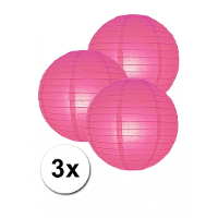 Luxe bol feest lampion   3x   fuchsia roze   dia 25 cm   papier
