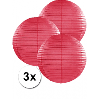 Luxe bol feest lampion   3x   fuchsia roze   dia 35 cm   papier