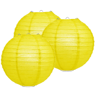 Luxe bol feest lampion   3x   geel   dia 25 cm   papier