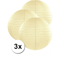 Luxe bol feest lampion   3x   ivoor wit   dia 50 cm   papier