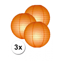Luxe bol feest lampion   3x   oranje   dia 25 cm   papier