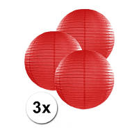 Luxe bol feest lampion   3x   rood   dia 25 cm   papier