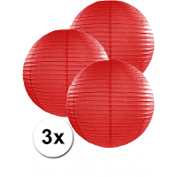 Luxe bol feest lampion   3x   rood   dia 35 cm   papier
