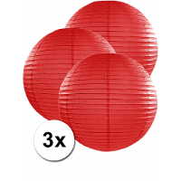 Luxe bol feest lampion   3x   rood   dia 50 cm   papier
