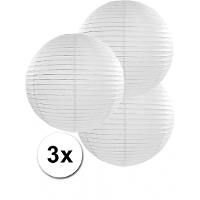 Luxe bol feest lampion   3x   wit   dia 35 cm   papier