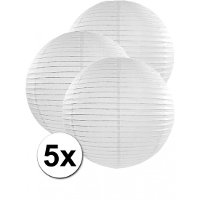Luxe bol feest lampion   5x stuks   wit   dia 50 cm   papier