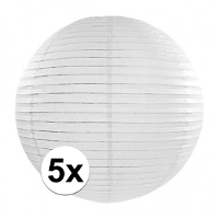 Luxe bol feest lampion   5x   wit   dia 35 cm   papier