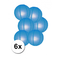 Luxe bol feest lampion   6x   blauw   dia 25 cm   papier