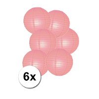 Luxe bol feest lampion   6x   lichtroze   dia 25 cm   papier