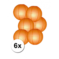 Luxe bol feest lampion   6x   oranje   dia 25 cm   papier