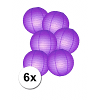 Luxe bol feest lampion   6x   paars   dia 25 cm   papier