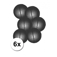 Luxe bol feest lampion   6x   zwart   dia 25 cm   papier