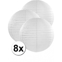 Luxe bol feest lampion   8x stuks   wit   dia 50 cm   papier