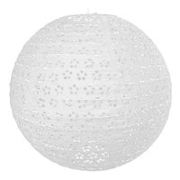 Luxe bol feest lampion   wit   bloem motief   dia 35 cm   papier