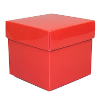 Luxe cadeaudoosje met deksel   rood metallic   10 x 10 x 10 cm   vierkant