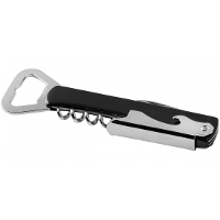 Luxe flesopener/kurkentrekker   Sommeliersmes   RVS/kunststof   zwart/zilver