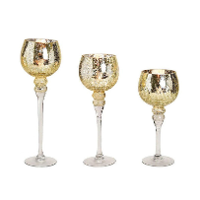 Luxe Kaarsenhouder set   3 delig   goudkleurig   30, 35 en 40 cm   waxinelichthouders