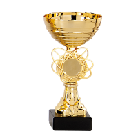 Luxe trofee/prijs beker   goud   bloemvorm accent   kunststof   16 x 8 cm