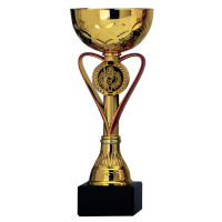 Luxe trofee/prijs beker   goud met rood hart   metaal   20 x 8 cm
