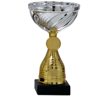 Luxe trofee/prijs beker   goud/zilver   kunststof   14 x 8 cm