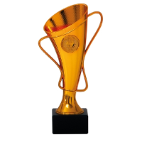 Luxe trofee/prijs beker met oren in sierlijke vorm   brons   kunststof   20 x 10 cm