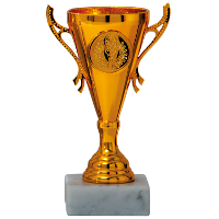 Luxe trofee/prijs beker met sierlijke oren   brons   kunststof   13 x 8 cm