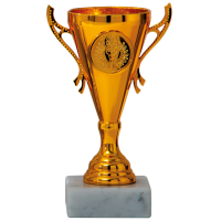 Luxe trofee/prijs beker met sierlijke oren   brons   metaal   13 x 8 cm