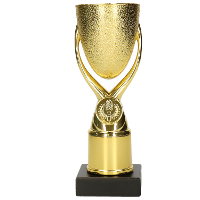 Luxe trofee/prijs beker op sierlijke poot   goud   kunststof   18,5 x 6,8 cm