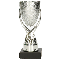 Luxe trofee/prijs beker op sierlijke poot   zilver   kunststof   16,5 x 6,8 cm