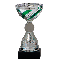 Luxe trofee/prijs beker   zilver/groen   kunststof   19 x 10 cm