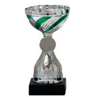 Luxe trofee/prijs beker   zilver/groen   metaal   19 x 10 cm