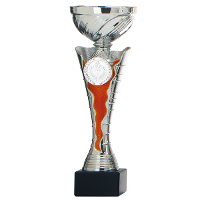 Luxe trofee/prijs beker   zilver   wimpel rood   kunststof   23 x 8 cm