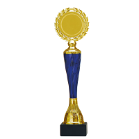 Luxe trofee/prijs   goud/blauw middenstuk   metaal   32 x 8 cm