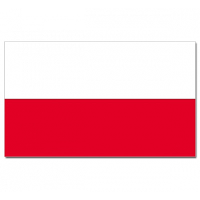 Luxe vlag Polen met wapen   100 x 150 cm   polyester   met ringen   landen