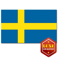 Luxe vlag Zweden met wapen   100 x 150 cm   polyester   met ringen   landen