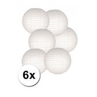 Luxe witte bol lampionnen   6x   dia 25 cm   Bruiloft, verjaardag, party feestartikelen